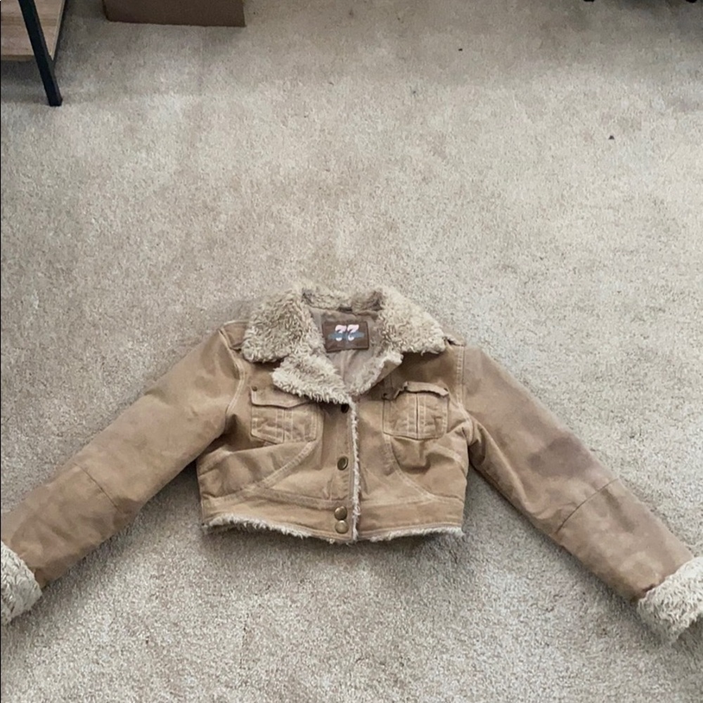 Cropped Jean Jacket with Fur